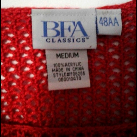 Vintage BFA Classics 90's Red Open-Knit Long Sleeve Oversized Boxy Sweater - Picture 6 of 6